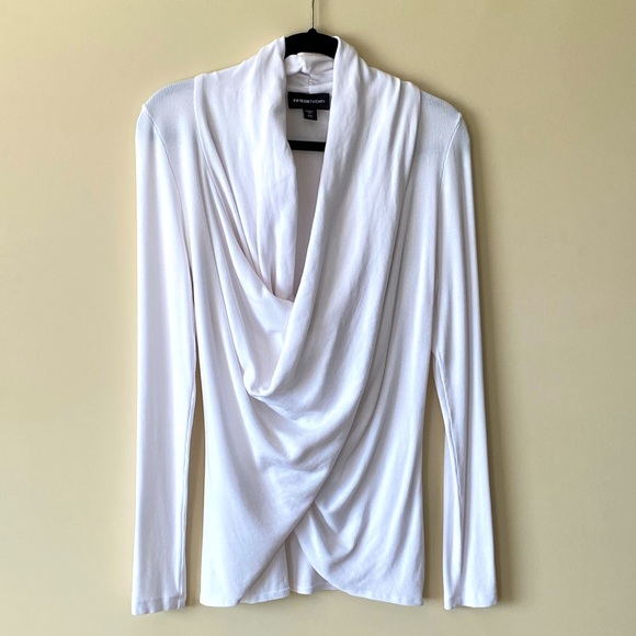 Fifteen Twenty Tops - Fifteen Twenty White Draped Long-Sleeve Top
